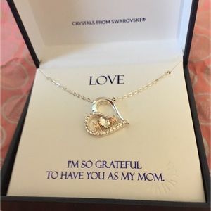 Swarovski Crystals Mom Heart Necklace Pendant Necklace